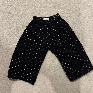 Zara Black Polka Dot Wide Leg Crop Pants - 100% Cotton